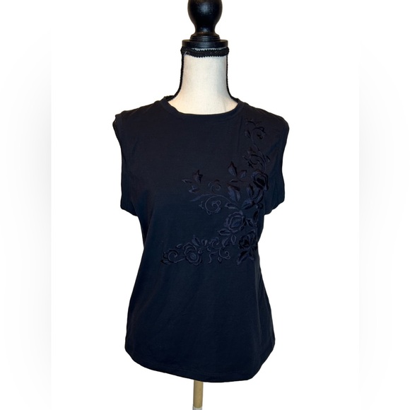 Alberta Ferretti Tops - Philosophy di Alberta Ferretti Black Floral Embroidered Top Italy Size 10 M/L